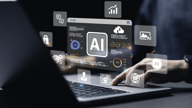 AI graphics overlay over a person working on a computer