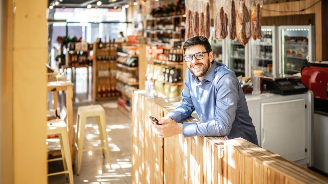 man in a shop