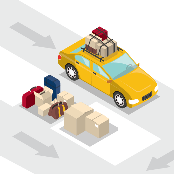 graphic of car with luggage