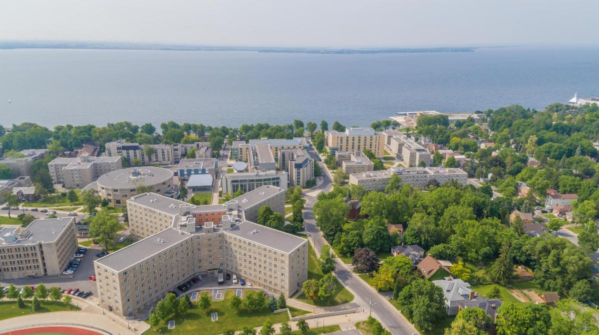 Ariel view of Victoria Hall and campus